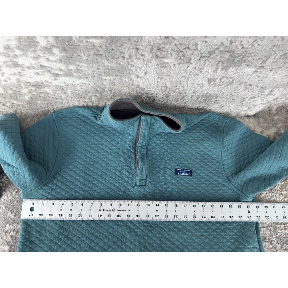 LL Bean Size XL Quilted Snap Button Outdoor Mock Neck Sweater Blue Long Sleeve - Picture 5 of 9